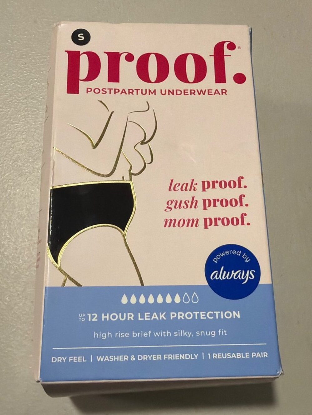 Postpartum High-Rise Leakproof Underwear Black 12-Hour Leak Protection New